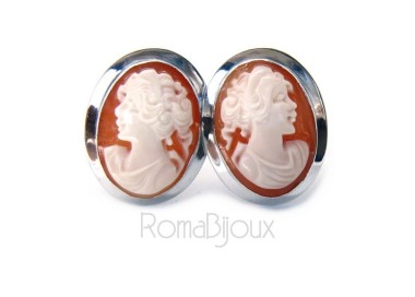 RMB|Silver 925: Lobe earrings with real camel corniola female profile