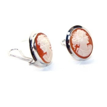 RMB|Silver 925: Lobe earrings with real camel corniola female profile