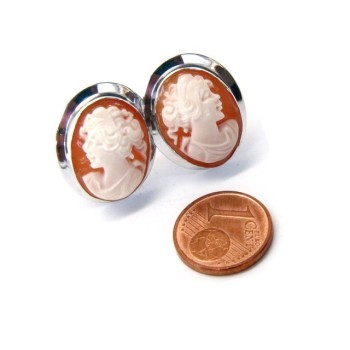 RMB|Silver 925: Lobe earrings with real camel corniola female profile