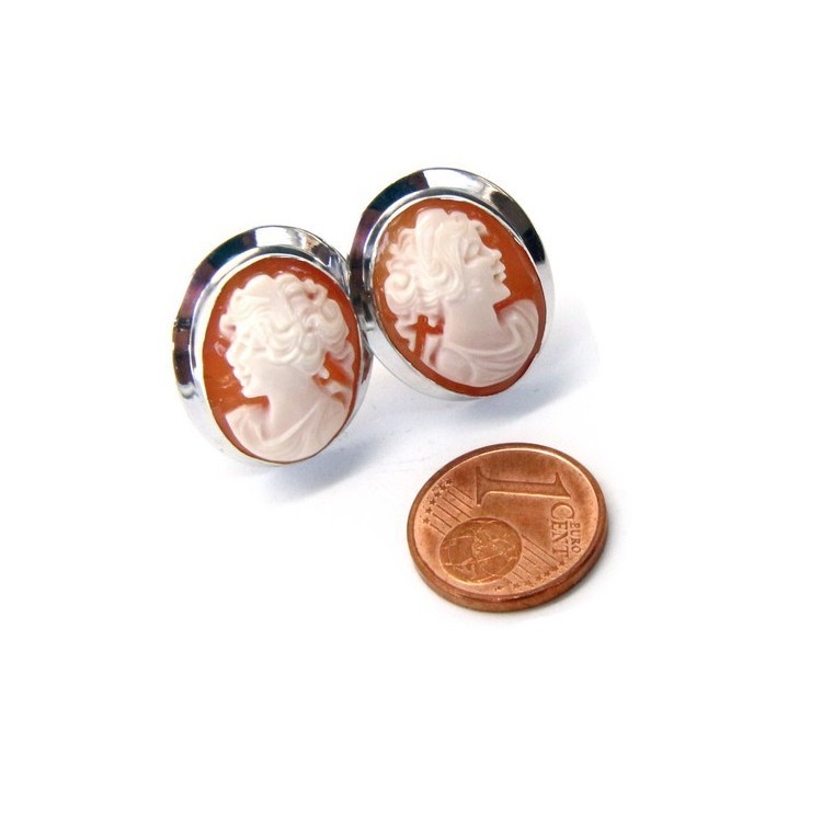 RMB|Silver 925: Lobe earrings with real camel corniola female profile