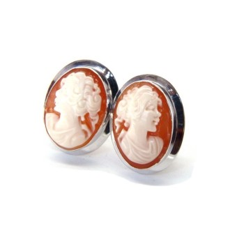 RMB|Silver 925: Lobe earrings with real camel corniola female profile