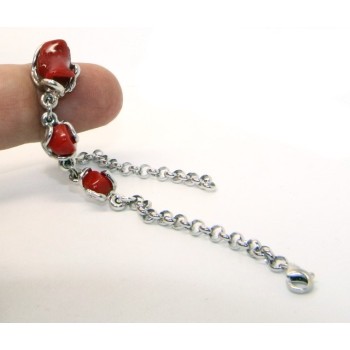 RMB|Women's 925 Silver Bracelet and Natural Flint Coral