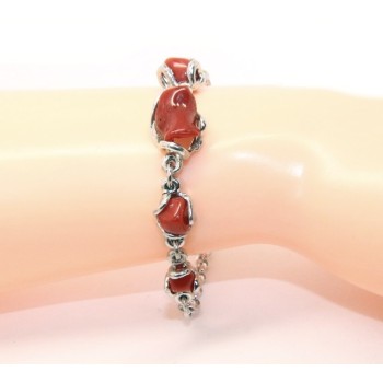 RMB|Women's 925 Silver Bracelet and Natural Flint Coral