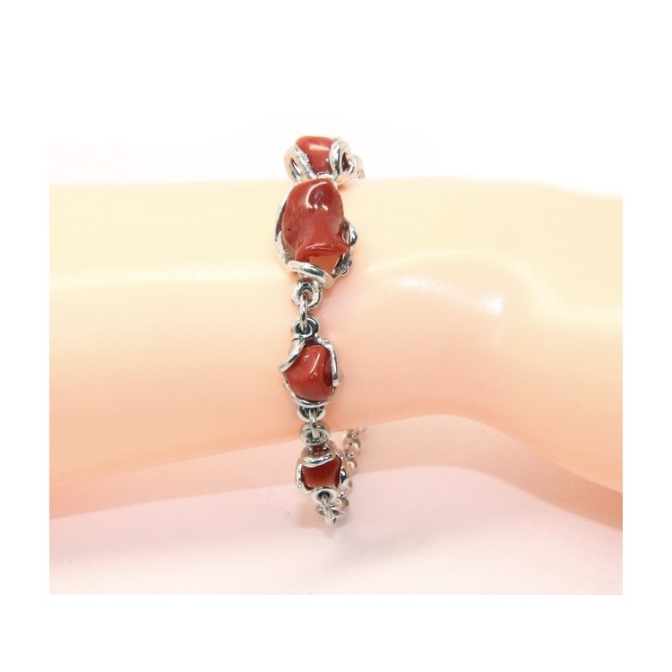 RMB|Women's 925 Silver Bracelet and Natural Flint Coral