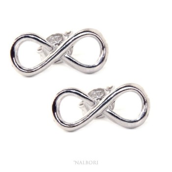 RMB|orecchini uomo e donna in argento 925 perno e farfallina con simbolo dell'infinito