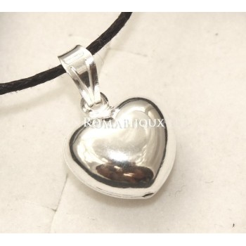 RMB|Argento 925 : Pendente cuore piccolo bombato con laccio catena collana
