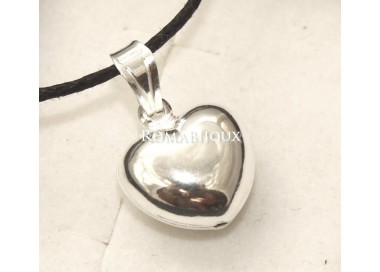 RMB|Argento 925 : Pendente cuore piccolo bombato con laccio catena collana