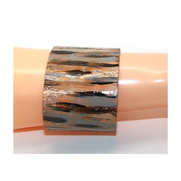 RMB|Bracciale donna schiava aperto regolabile grigio nero panna glitter NALBORI®