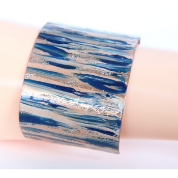 RMB|Bracciale donna schiava aperto regolabile blu panna glitter NALBORI®