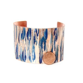 RMB|Bracciale donna schiava aperto regolabile blu panna glitter NALBORI®