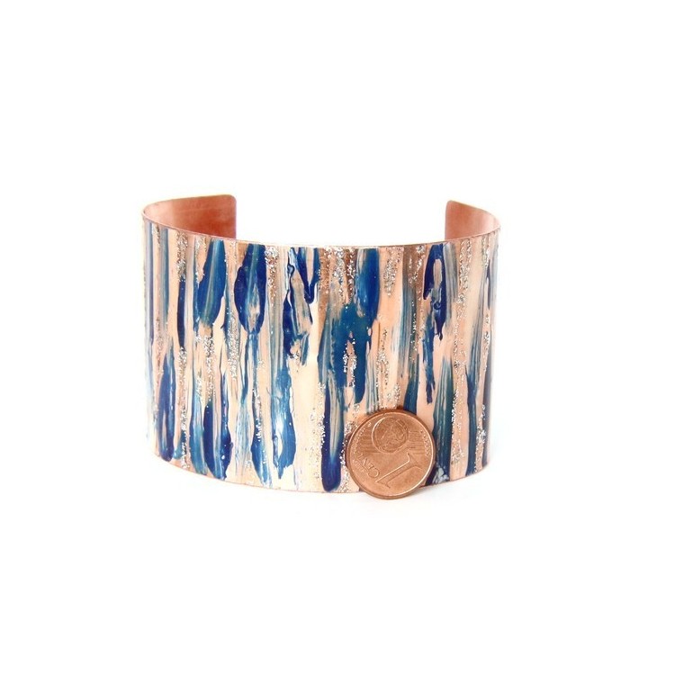 RMB|Bracciale donna schiava aperto regolabile blu panna glitter NALBORI®