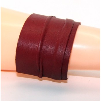 RMB|Adjustable open slaved woman bracelet dressed in genuine dark red leather NALBORI®