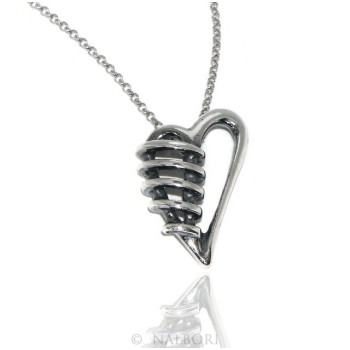 RMB|collana NALBORI argento 925 realizzata a mano con ciondolo cuore bendato brunito anticato