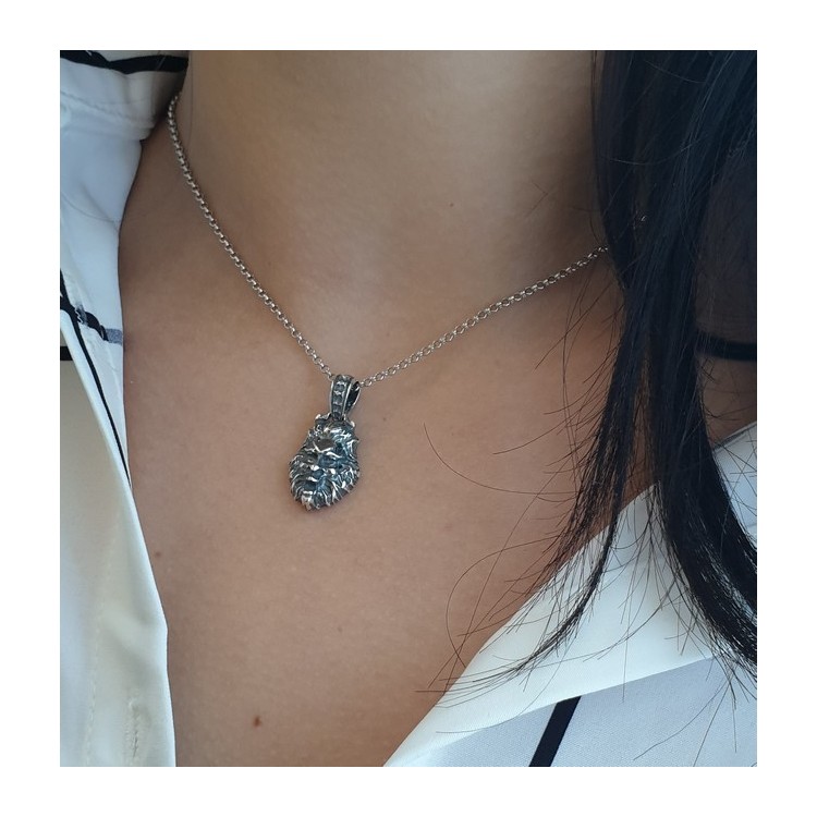 RMB|Necklace NALBORI Silver 925 hand made pendant with antique burnished lion head