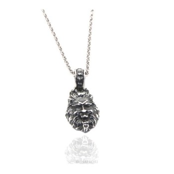 RMB|Necklace NALBORI Silver 925 hand made pendant with antique burnished lion head