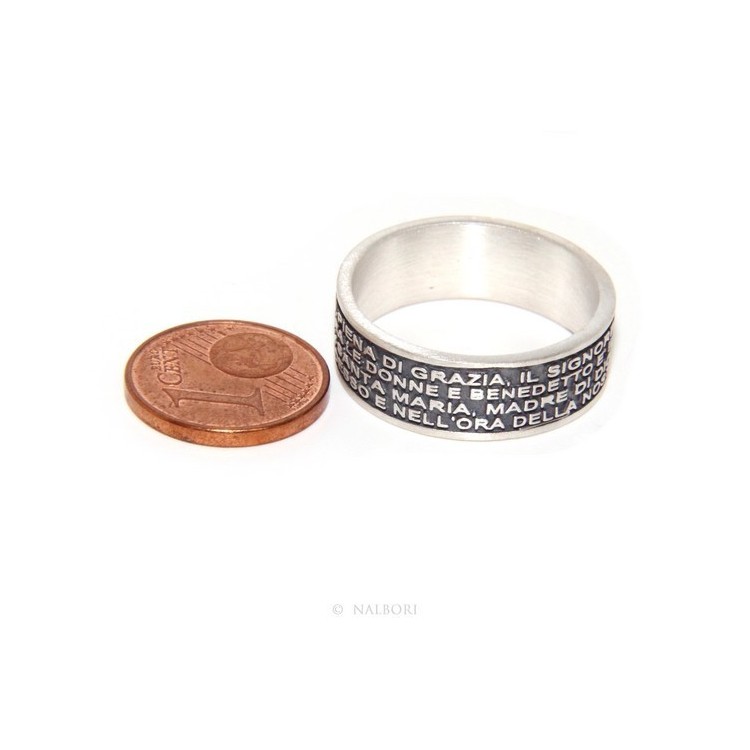 RMB|925 Silver Men's Ring Woman Prayer Band Ave Maria Italian