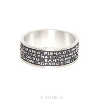 RMB|Anello Argento 925 da uomo donna fascia preghiera Ave Maria italiano