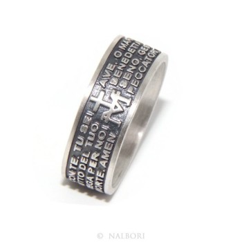 RMB|Anello Argento 925 da uomo donna fascia preghiera Ave Maria italiano