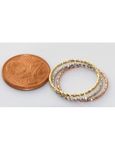 Argento 925 Italiano : anello fusione 3 colori (oro bianco giallo rosa) diamantato mis 16 o 14