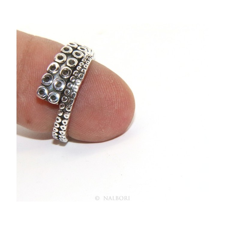 RMB|Argento 925 : Anello uomo donna tentacolo polipo aperto regolabile scuro