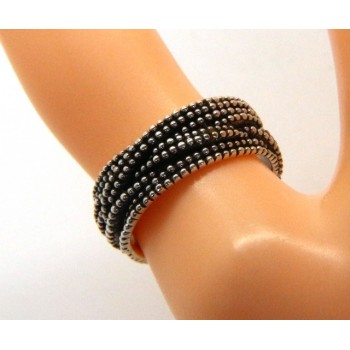 RMB|Argento 925 : Anello uomo donna intreccio intrecciato palline pallinato scuro