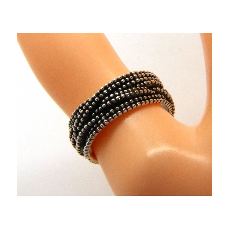 RMB|925: interweaving woman man ring braided dark balls blasted