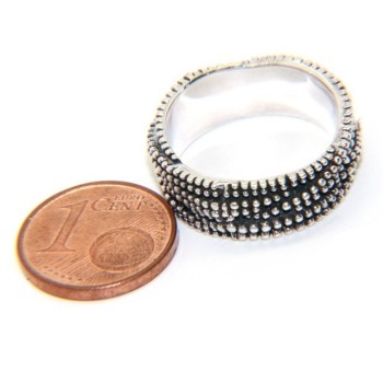 RMB|Argento 925 : Anello uomo donna intreccio intrecciato palline pallinato scuro