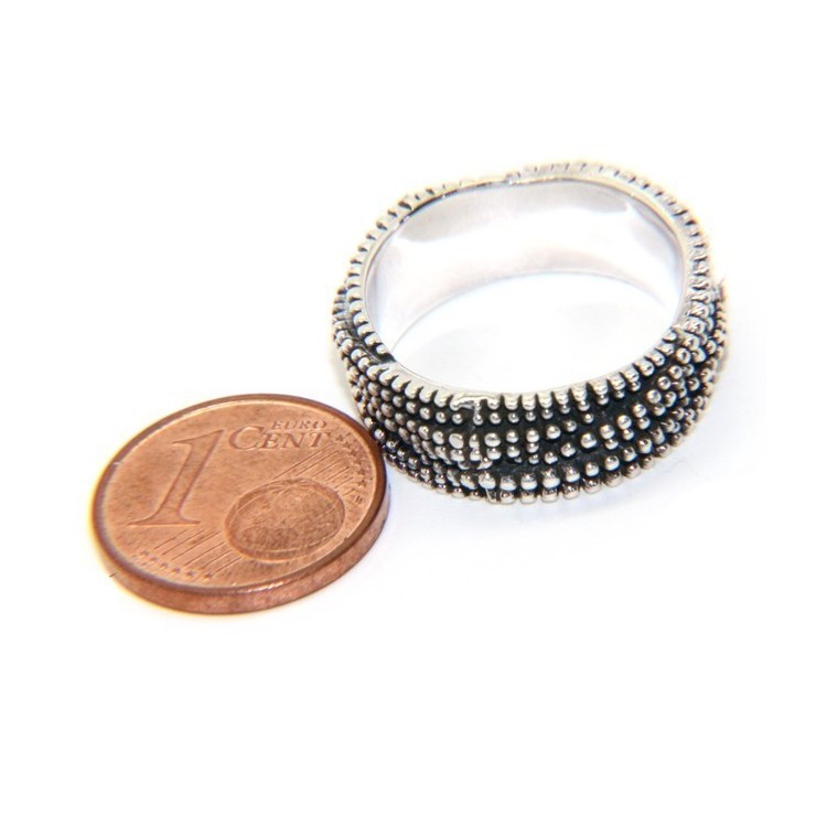 RMB|925: interweaving woman man ring braided dark balls blasted