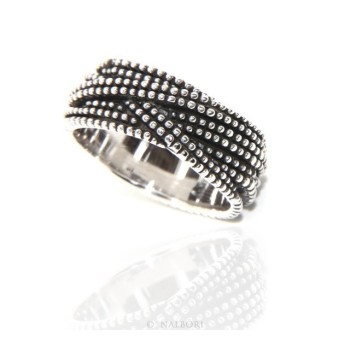 RMB|925: interweaving woman man ring braided dark balls blasted