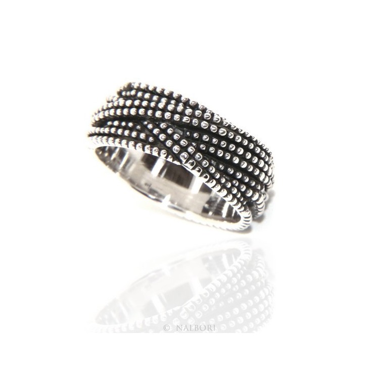 RMB|925: interweaving woman man ring braided dark balls blasted