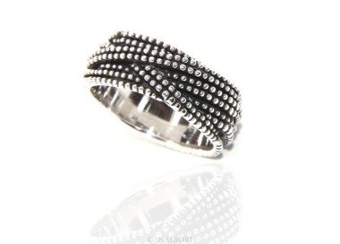 RMB|Argento 925 : Anello uomo donna intreccio intrecciato palline pallinato scuro