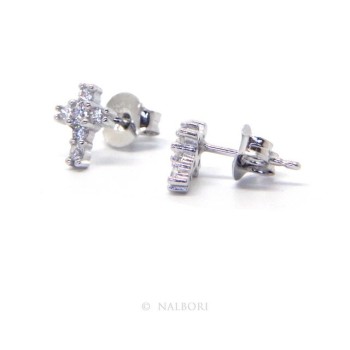 RMB|Silver 925: man / woman earrings light cross small zircon cross