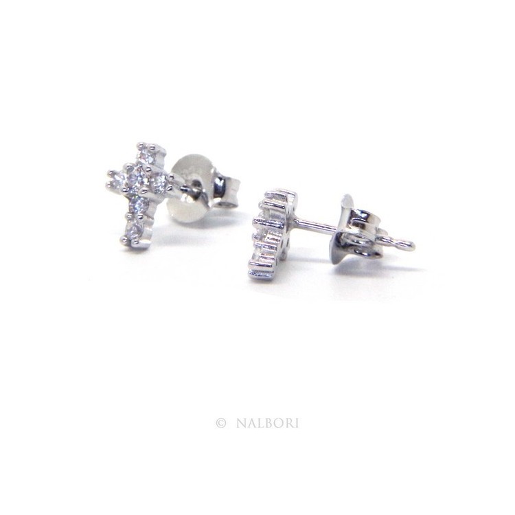 RMB|Silver 925: man / woman earrings light cross small zircon cross