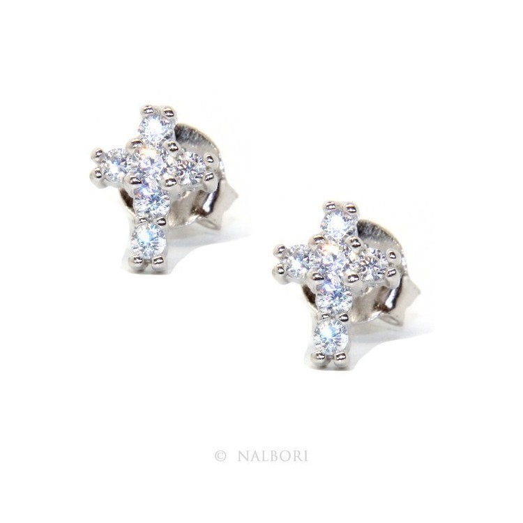 RMB|Silver 925: man / woman earrings light cross small zircon cross