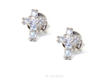RMB|Silver 925: man / woman earrings light cross small zircon cross