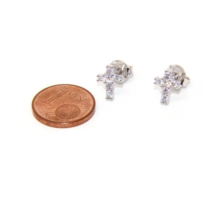 RMB|Silver 925: man / woman earrings light cross small zircon cross