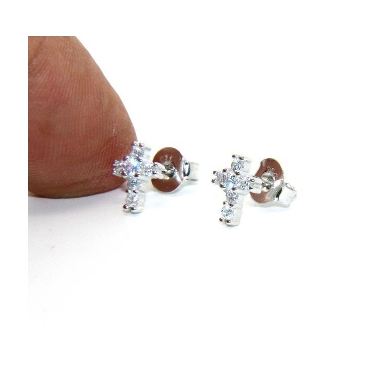 RMB|Silver 925: man / woman earrings light cross small zircon cross