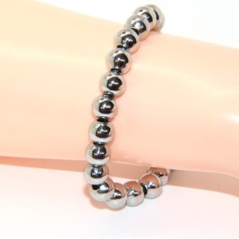 RMB|Steel bracelet woman hypoallergenic male chromed balls big balls 8 mm - 17.00 - 18.50 cm