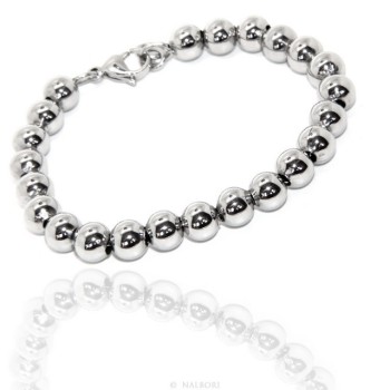 RMB|Steel bracelet woman hypoallergenic male chromed balls big balls 8 mm - 17.00 - 18.50 cm