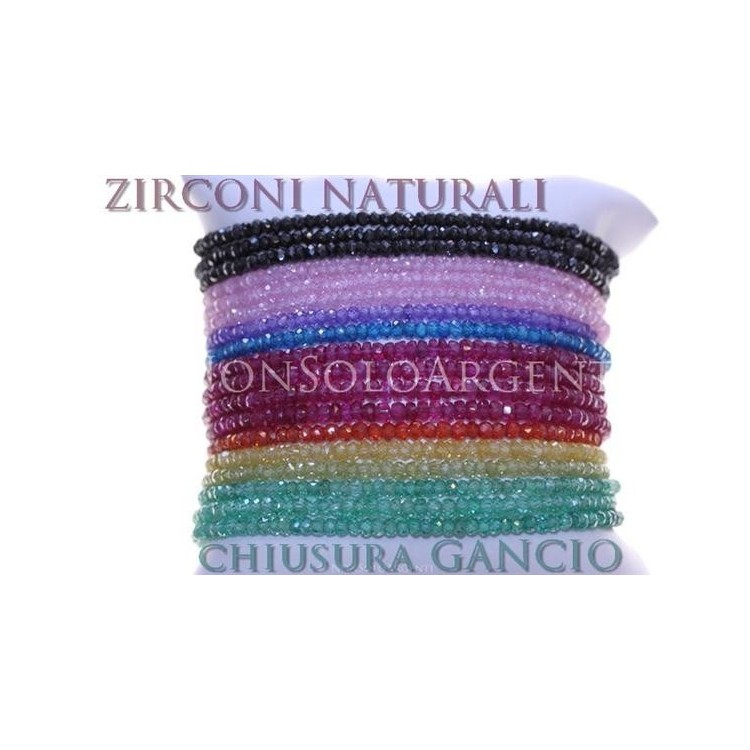 RMB|Argento 925 : Bracciale Donna semipreziosi pietre zirconi naturali chiusura gancio mis 17