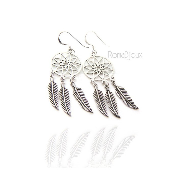 RMB|925, pendants earrings for woman with dream catchers catcher and antique dark feathers dreamcatcher