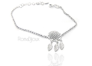RMB|Silver 925, woman bracelet girl circle and feathers dreams catch dreamcatcher 15-19 cm