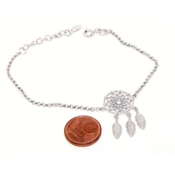 RMB|Silver 925, woman bracelet girl circle and feathers dreams catch dreamcatcher 15-19 cm