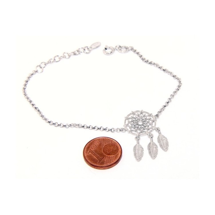 RMB|Silver 925, woman bracelet girl circle and feathers dreams catch dreamcatcher 15-19 cm