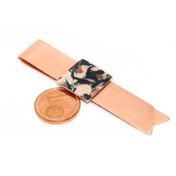 RMB|Money Clip stops NALBORI ® made of hypoallergenic copper for man with black & cream enamel
