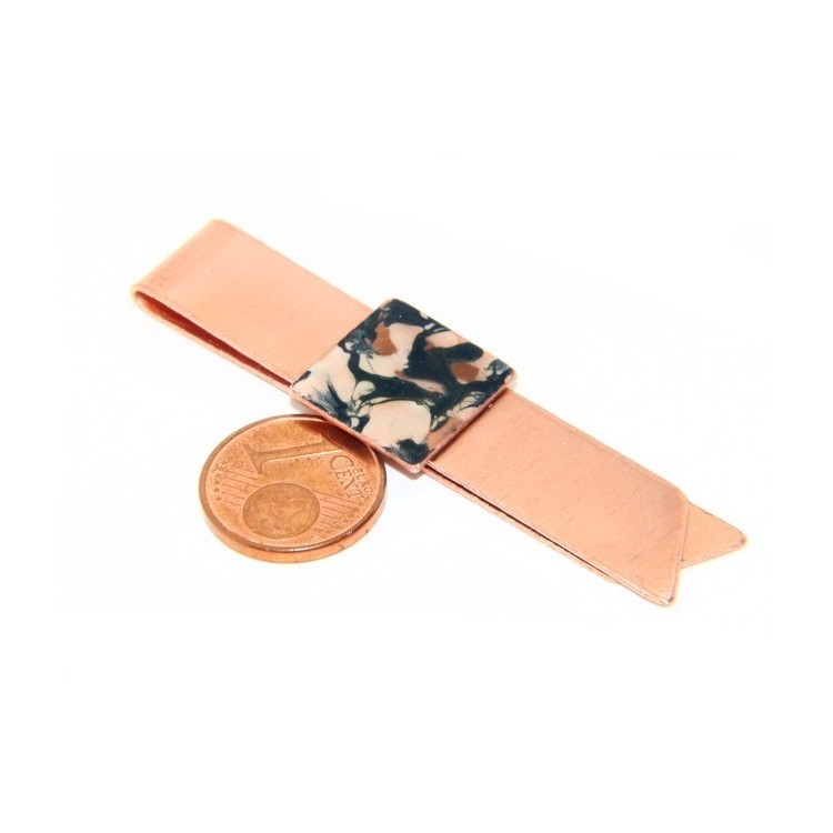 RMB|Money Clip stops NALBORI ® made of hypoallergenic copper for man with black & cream enamel