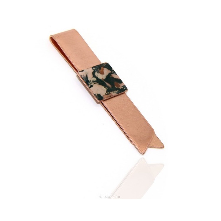 RMB|Money Clip stops NALBORI ® made of hypoallergenic copper for man with black & cream enamel