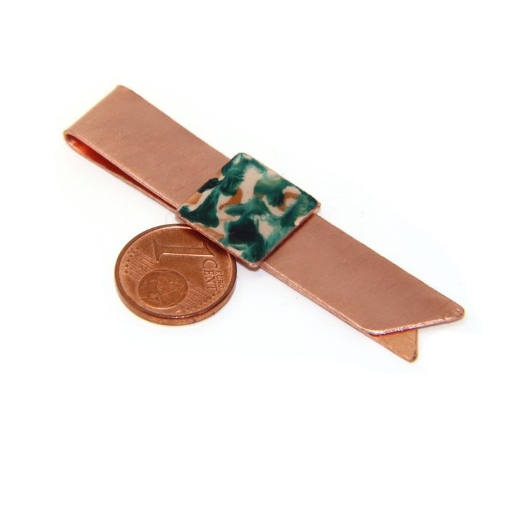 RMB|Money Clip stops NALBORI ® made of hypoallergenic copper for man with black & cream enamel
