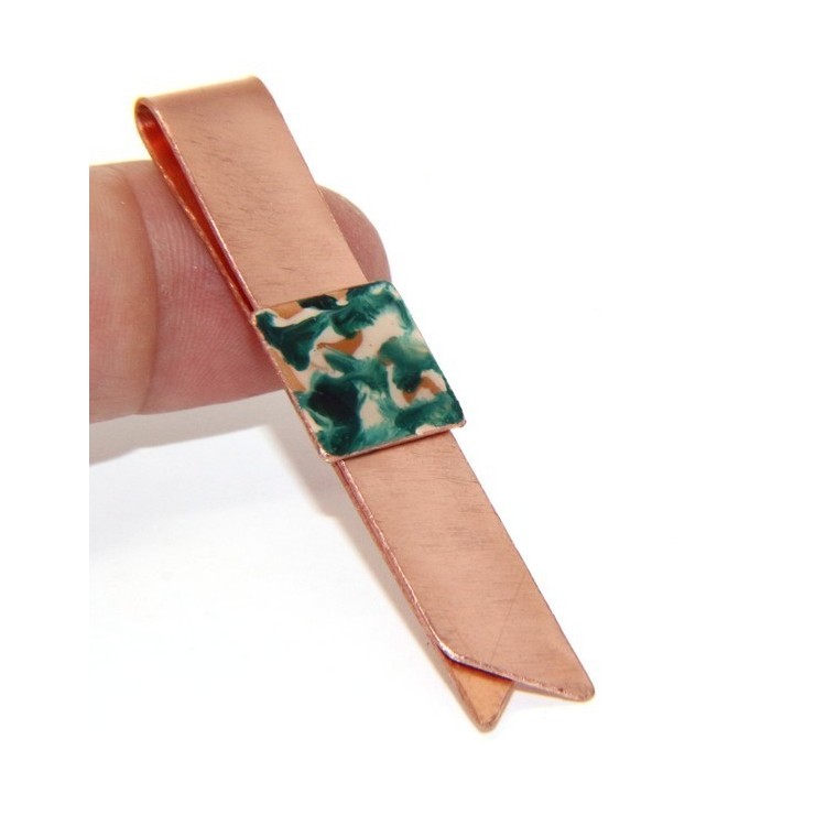 RMB|Money Clip stops NALBORI ® made of hypoallergenic copper for man with black & cream enamel