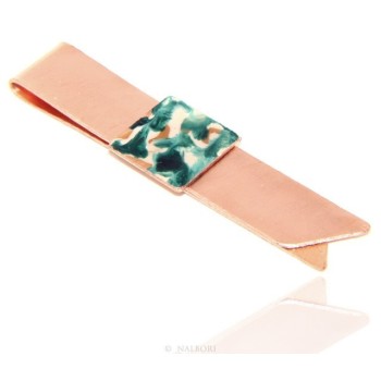 RMB|Money Clip stops NALBORI ® made of hypoallergenic copper for man with black & cream enamel